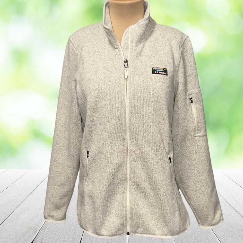 LL BEAN Sweater Fleece Jacket Full Zip Better Sweater Stand Collar Zip Pockets L - Picture 12 of 13